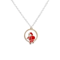 Silver chain necklace featuring a gold Santa Claus pendant with red enamel details - Santa Claus with Red Bag Style (NC23Y0515-2)