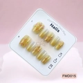 Uñas postizas artesanales degradado amarillo con diseño floral en tarjeta blanca - XS / Estilo de Fuegos Artificiales Amarillos (FMD015)