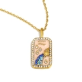 18K vergoldete Edelstahlkette mit rosa Emaille-Anhänger mit Wassermann-Sternzeichen - Wassermann / Gold