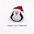 Detail of Christmas penguin plush patch with red hat showing dimensions 7.2cm by 6cm - Penguin - DIY Opening Style