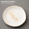 White ceramic jewelry tray with gold love lettering and gold rim, 11.5x11.5cm size - 11.5cm Irregular Plate-Love1