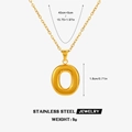 Gold stainless steel letter O necklace with dimensions 40+5cm chain and 9g weight - Letter O