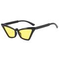 Chic cat eye sunglasses with glossy black frame and transparent yellow lenses - Black Frame Yellow Lens