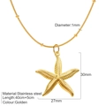 Golden starfish pendant necklace in stainless steel with textured sea shell design - Gold-Starfish Necklace (G9)