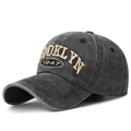 Gorra de béisbol vintage de algodón gris oscuro con bordado de Brooklyn 1947 - Ajustable / Negro