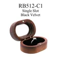 Oval black walnut wood ring box with transparent window and black velvet single slot - Single Slot / With Window / No Engraving (Blank) / Black Lining
