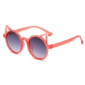 Kids cute cat ear sunglasses in bright red finish with dark grey round lenses - Red Frame Grey Lens