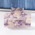 Square marble texture hair claw clip in purple and beige geometric resin design - C4-4-26 Square Claw / Purple Marble