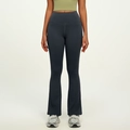 Women's high waisted flared yoga pants in dark grey with slim fit breathable fabric - Gun Grey