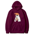 Felpa con cappuccio bordeaux per Halloween con grafica di fantasma bianco e caffè - Borgogna