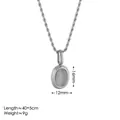 Spécifications détaillées de taille pour collier torsadé avec pierre blanche ovale - Collier Argent Pierre Gemme Blanche