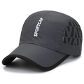 Dark grey quick-dry sport cap with black breathable mesh and SPORTCAP lettering - Adjustable / Dark Gray