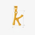 Polished gold stainless steel letter K pendant with bamboo style texture dimensions - Letter K / Gold