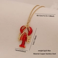 Red and gold lobster pendant necklace made of stainless steel for beach vacation - 7# Lobster