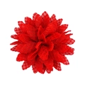 Close-up of a handmade red lace chiffon flower showing intricate petal textures - Red