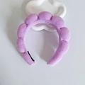 Plush purple sponge twist headband with a high-top design and soft bubble texture - Purple