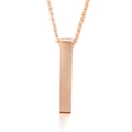 Minimalist long bar pendant necklace in rose gold finish with vertical polished metal charm - With Bead Chain 450x2mm / Rose Gold