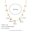 Technical dimensions of a gold stainless steel chain necklace with tassel pendant - Tassel Long Pendant Style (Gold-12)