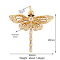 Golden dragonfly pendant with white cubic zirconia wings and rectangle stones - K539887-Gold Filigree Dragonfly