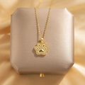 Elegant gold titanium steel necklace with a glittering cat paw pendant for women - Cat Paws
