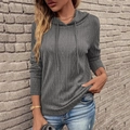 Women's dark grey hooded knit sweater with detailed diamond cable knit texture - 3XL / Gray