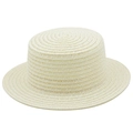 Cappello boater classico in paglia crema con cima piatta e trama intrecciata per il sole - M (56-58cm) / crema
