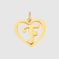 Ciondolo a cuore dorato con lettera F traforata realizzato in acciaio inossidabile - Lettera F