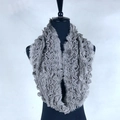 Grey faux cashmere plaid scarf with ripple texture shown on a black female mannequin - XLB-013 Grey