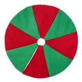 Weihnachtsbaumdecke in Rot und Grün mit weißen Pompons und rautenförmigem Webmuster - Groß / Rot und Grün Rauten-Spleißen