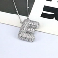 Sparkling silver letter E necklace with pavé cubic zirconia on a dainty bead chain - Letter E
