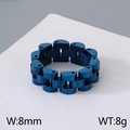 Anello a catena da 8 mm in acciaio inossidabile blu profondo per uomo e donna stile orologio - US 7 / Blu