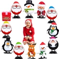 Christmas wind-up toy set featuring Santa, penguin and reindeer for holiday gift play - Christmas Wind Up 12pcs Set F