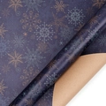 Blue Christmas kraft paper variant featuring intricate gold and blue snowflake patterns - First Snow Star Kiss