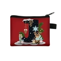 Christmas alphabet J red coin purse with festive reindeer and snowflake print - Letter J