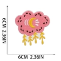Detail view of 6x6cm pink cloud embroidery patch with yellow moon and tassel accents - Cloud Moon Tassel (W9HD-088-11)