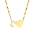 Collier minimaliste en acier inoxydable doré 18K avec pendentif cœur et lettre C - Or - Lettre C