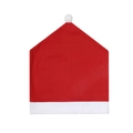 Red Christmas hat chair covers with white pom-pom decorations on white background - Red Chair Cover