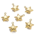 Lot de six pendentifs étoiles dorés à l'or 14K avec anneaux pour bijoux DIY - Pendentif Étoile Plaqué Or 14K / 16x19mm