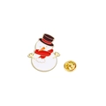 Cartoon snowman enamel brooch with a brown hat, red scarf, and golden butterfly clutch - Cartoon Snowman with Top Hat (CZ0858-2)