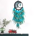 Dreamcatcher with blue agate slice and tree of life design featuring blue feathers - Agate Pendant Style / Blue