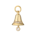 Detail of golden Christmas bell pendant with sparkling zircons and glossy finish - Gold Christmas Bell Pendant with Clear Zirconia