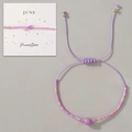 Handgefertigtes lila Mondstein-Perlenarmband für Juni-Geburtstage mit Kordelzug - Juni Geschenkbox/Lila/Mondstein