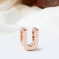 Polished rose gold plated letter U charm bead for DIY personalized bracelets - Letter U / Rose Gold
