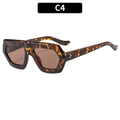 Occhiali da sole tartarugati flat top con montura esagonale e lenti marrone scuro - Montatura Tartarugata Lente Tè