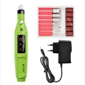 Green portable electric nail drill machine kit with EU plug and various metal drill bits - EU Plug / Green