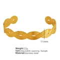 French vintage 18K gold plated stainless steel 11mm wide cuff bracelet for women - Wave Braided Pattern Gold Color (SZ40)