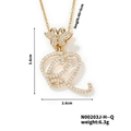 Gold butterfly and letter Q necklace with white zircons on a white background - Butterfly Letter Q Pendant Style (N00203J-H--Q)