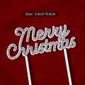 Decorazione per torta Merry Christmas con strass argentati su velluto rosso elegante - Feltro Strass Merry Christmas Singolo