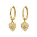 Elegant gold-plated S925 silver hoop earrings with diamond-set heart pendants - Gold (Style C-Star Heart)