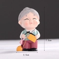 Grandmother figurine knitting a sweater, elder birthday cake topper, 7.5cm x 3.5cm - Resin Grandma